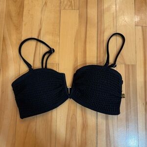 La Vie En Rose Black Textured Bandeau Bikini Top